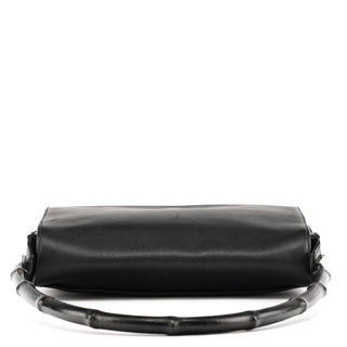 Gucci Black Calfskin Bamboo Flap Shoulder Bag