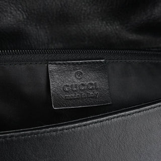 Gucci Black Calfskin Bamboo Flap Shoulder Bag