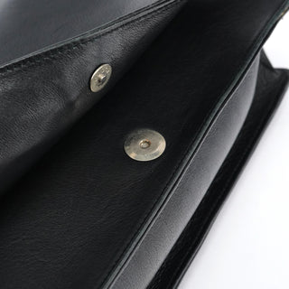 Gucci Black Calfskin Bamboo Flap Shoulder Bag