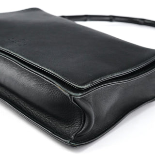 Gucci Black Calfskin Bamboo Flap Shoulder Bag