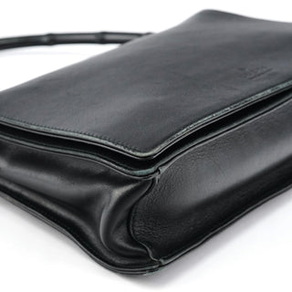 Gucci Black Calfskin Bamboo Flap Shoulder Bag