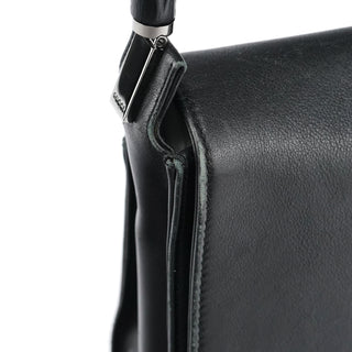 Gucci Black Calfskin Bamboo Flap Shoulder Bag