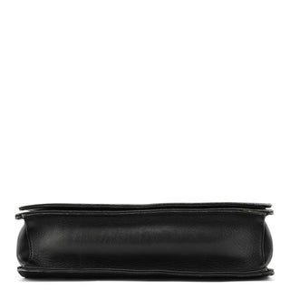 Gucci Black Calfskin Bamboo Flap Shoulder Bag