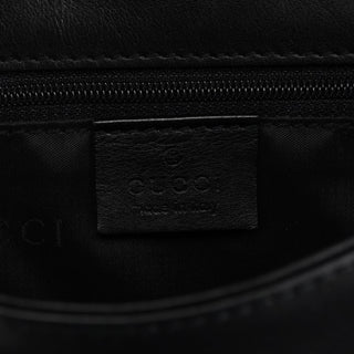 Gucci Black Calfskin Bamboo Flap Shoulder Bag