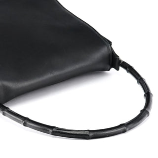 Gucci Black Calfskin Bamboo Flap Shoulder Bag