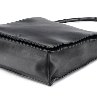 Gucci Black Calfskin Bamboo Flap Shoulder Bag