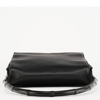 Gucci Black Calfskin Bamboo Flap Shoulder Bag