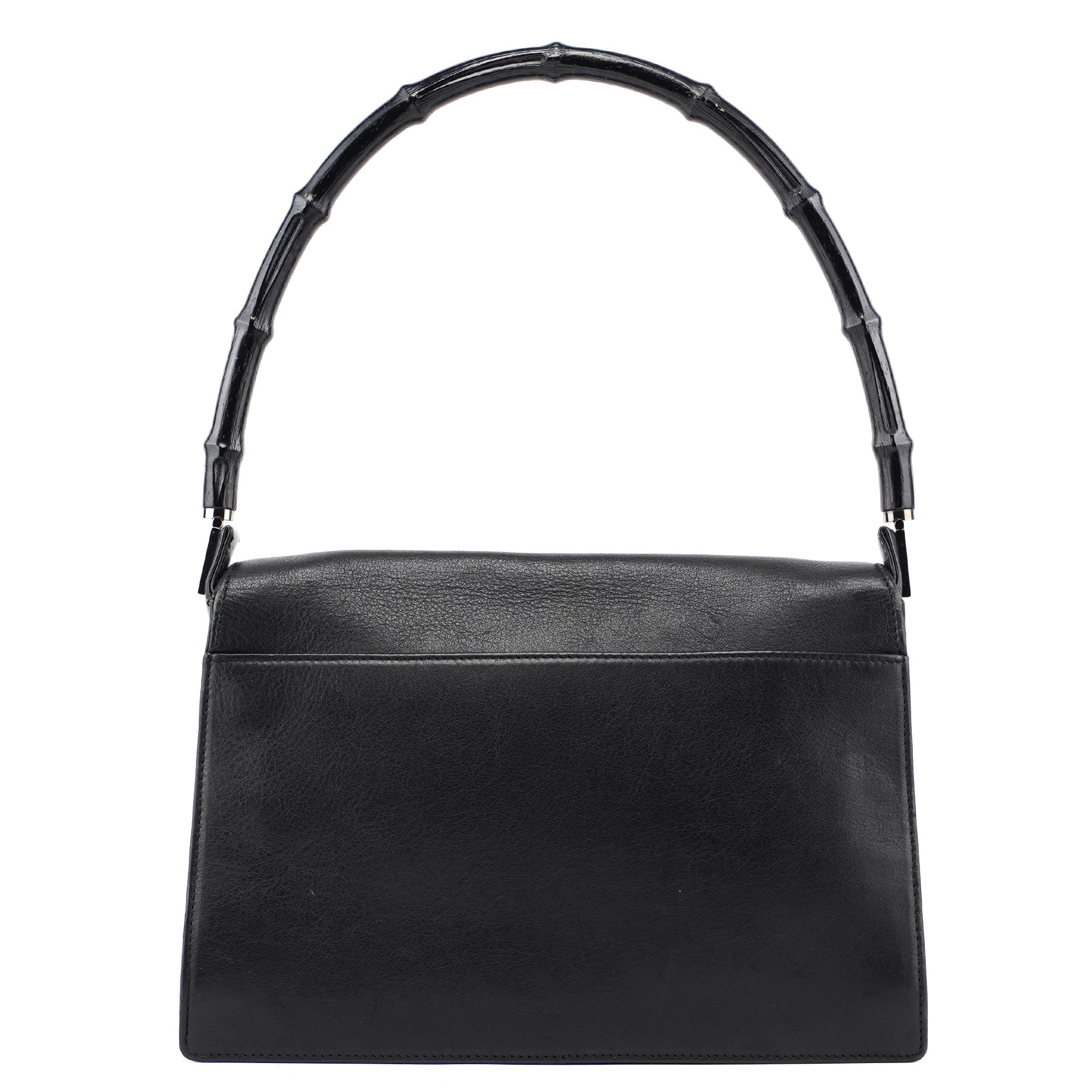 Gucci Black Calfskin Bamboo Flap Shoulder Bag