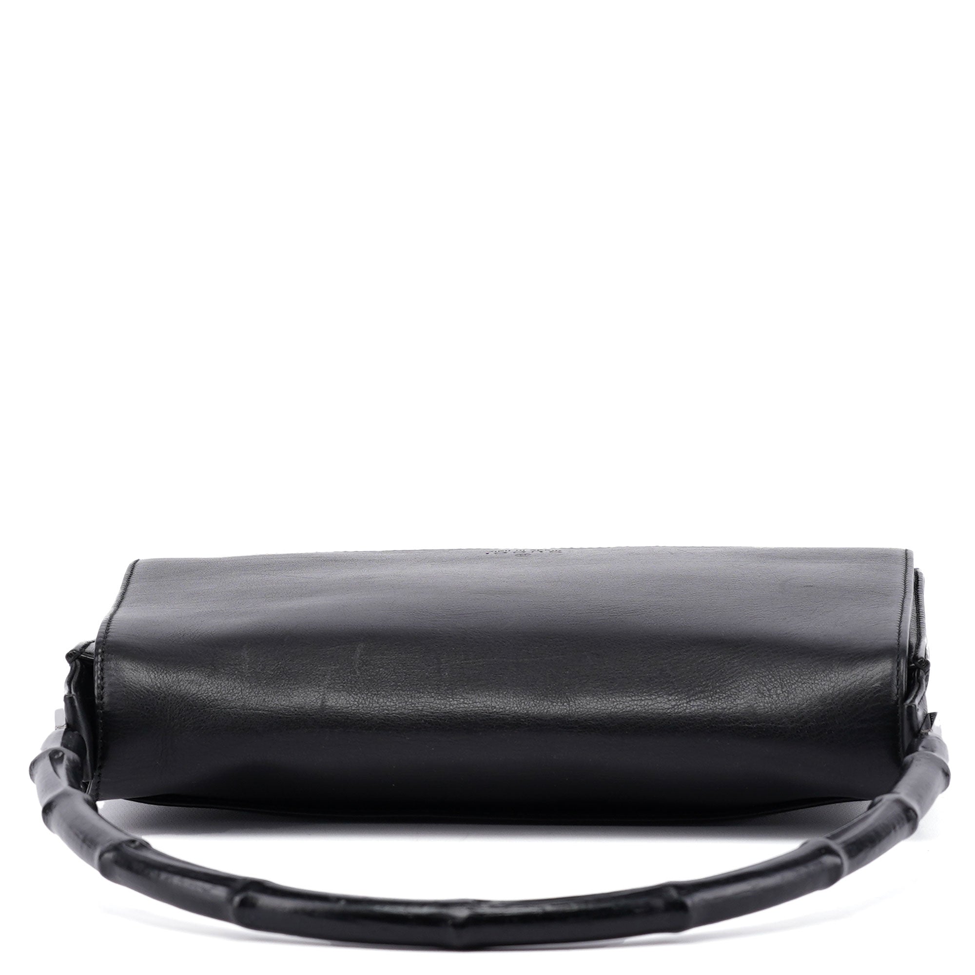 Gucci Black Calfskin Bamboo Flap Shoulder Bag