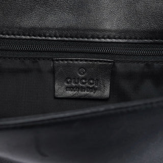 Gucci Black Calfskin Bamboo Flap Shoulder Bag