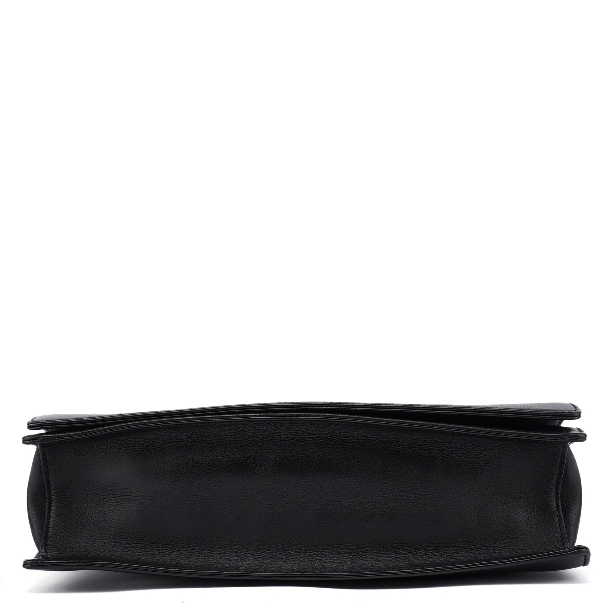 Gucci Black Calfskin Bamboo Flap Shoulder Bag