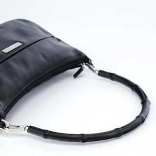 Gucci Black Calfskin Bamboo Shoulder Bag