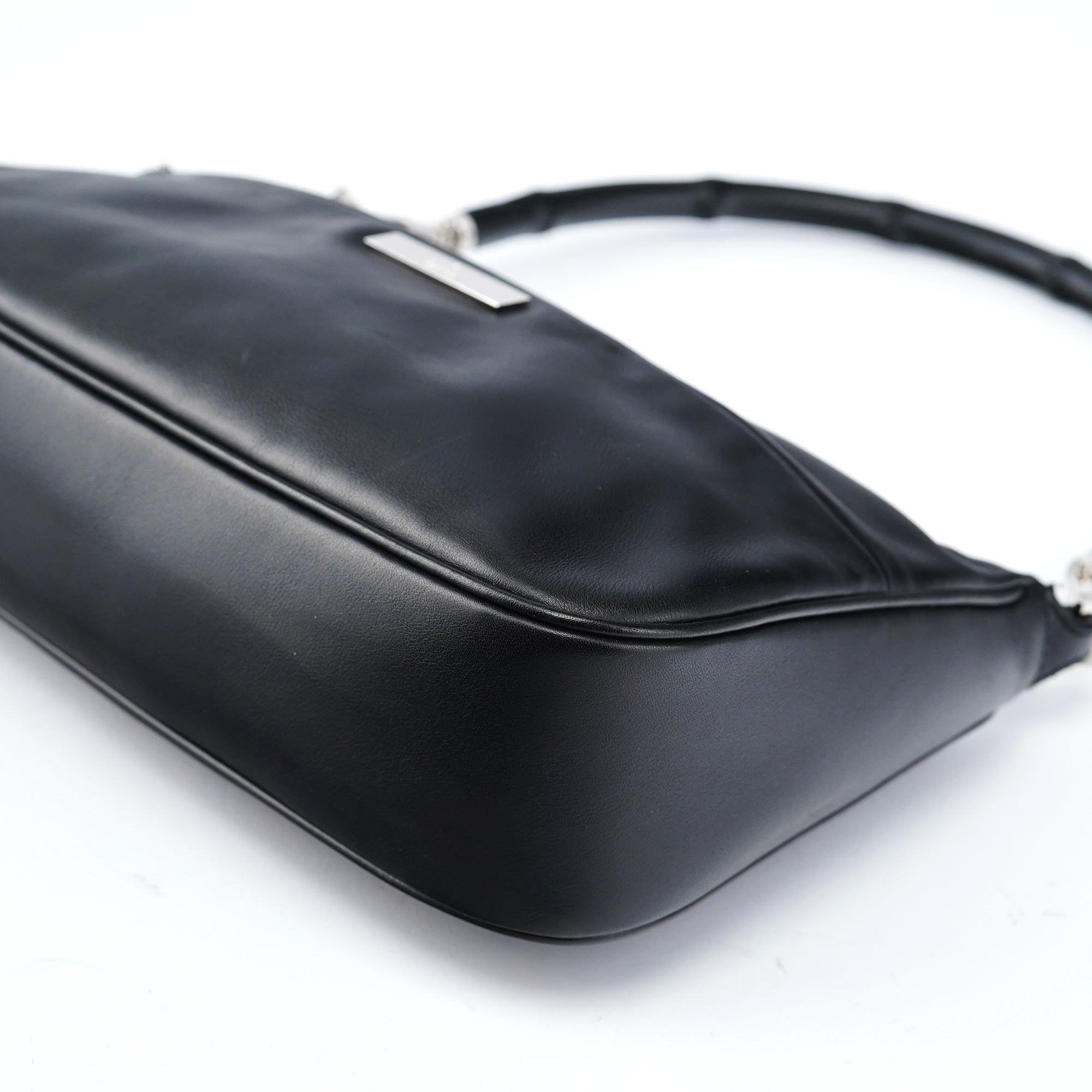 Gucci Black Calfskin Bamboo Shoulder Bag
