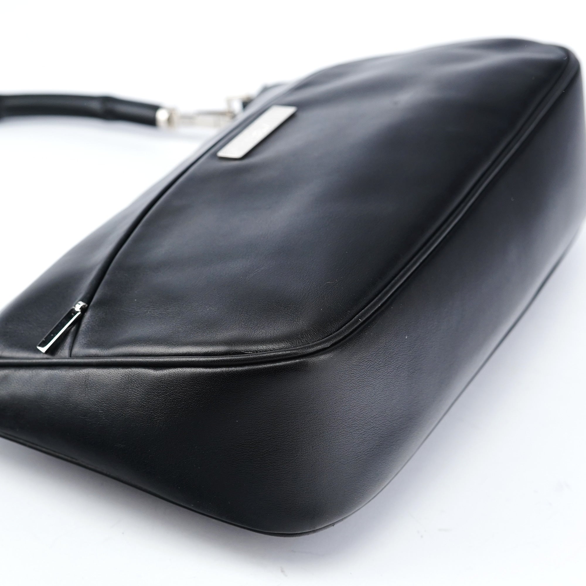 Gucci Black Calfskin Bamboo Shoulder Bag
