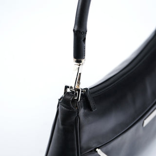 Gucci Black Calfskin Bamboo Shoulder Bag