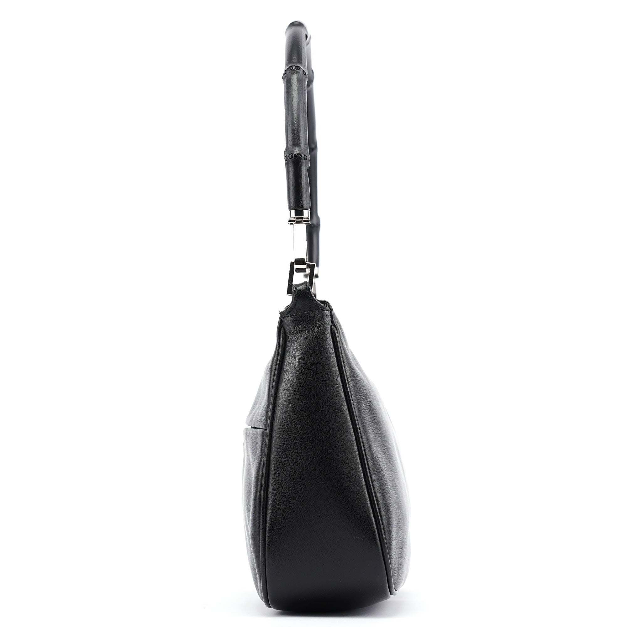 Gucci Black Calfskin Bamboo Shoulder Bag