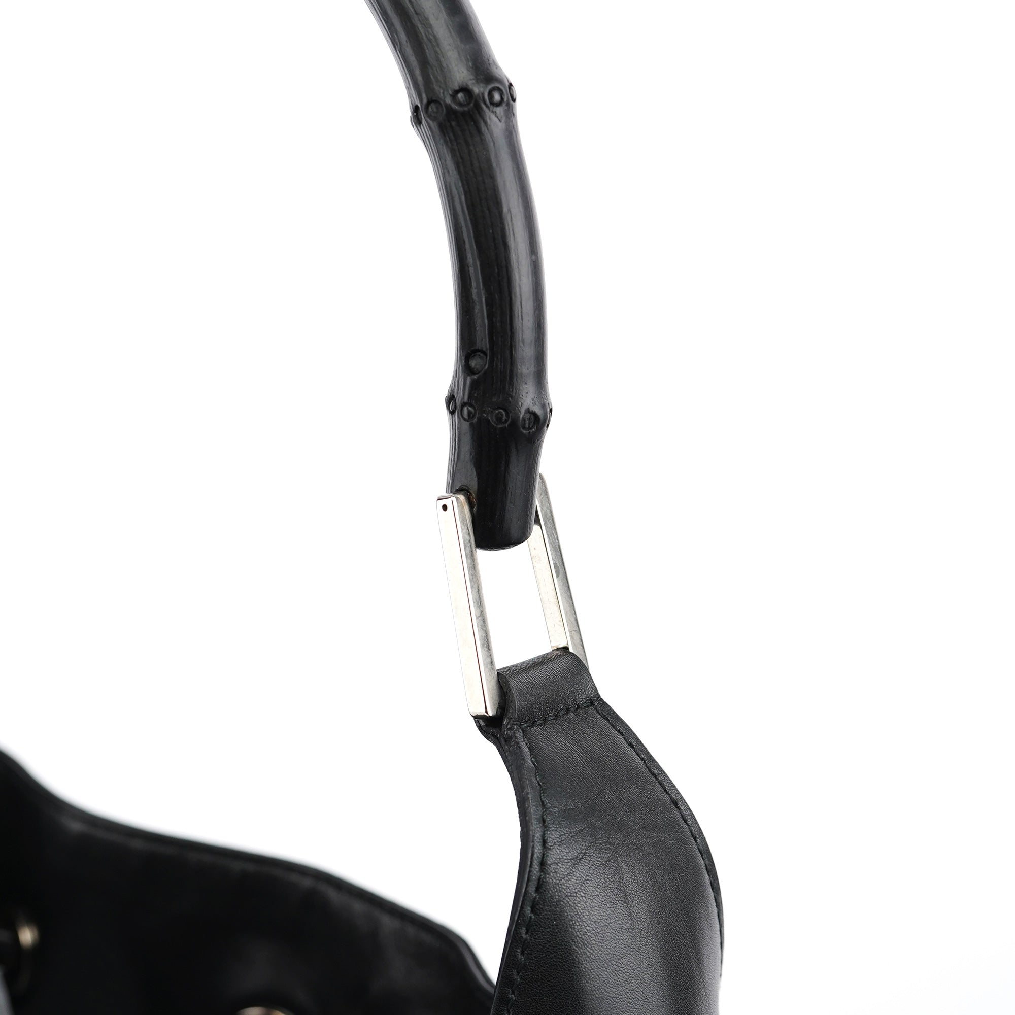 Gucci Black Calfskin Bamboo Shoulder Bag