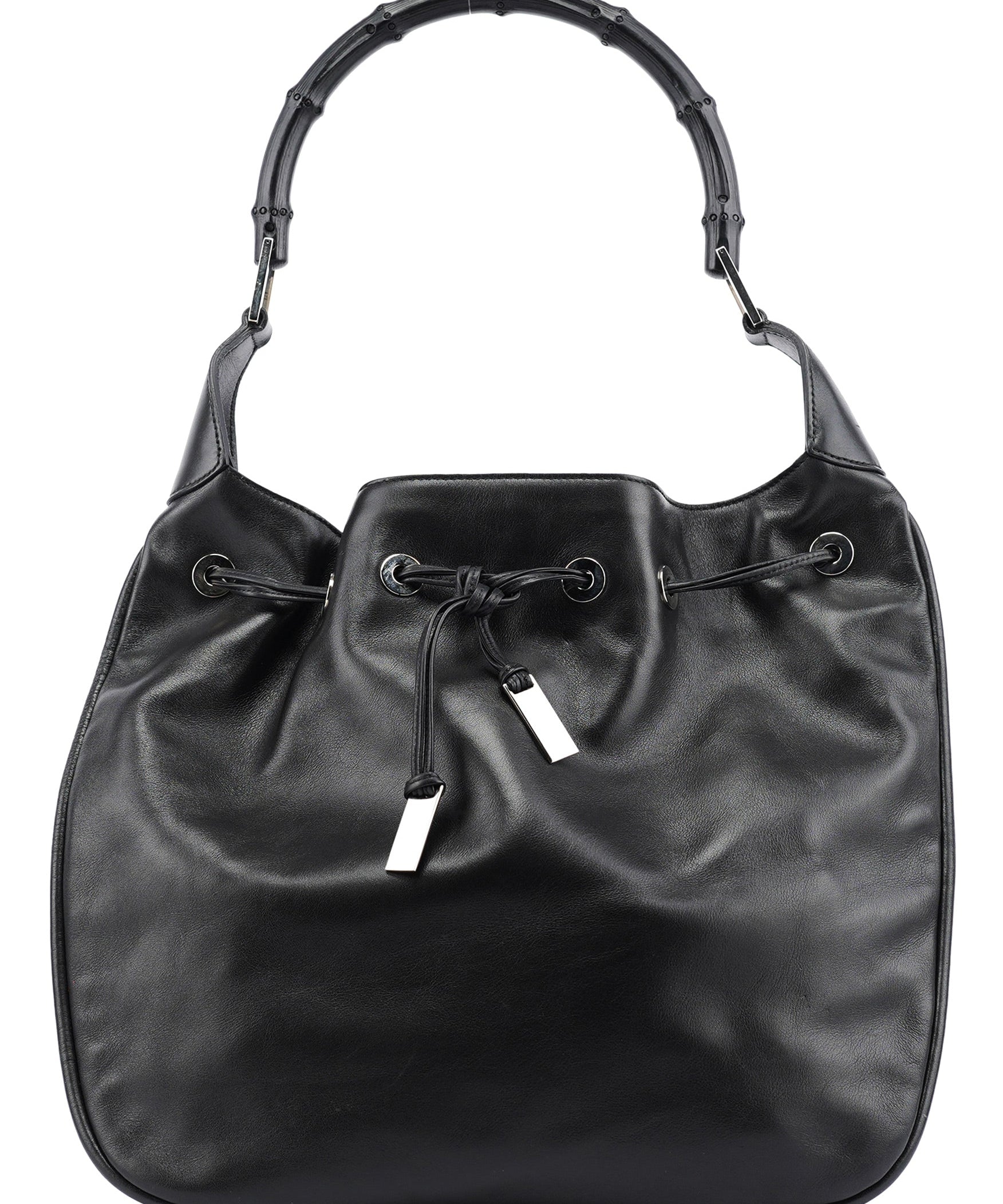 Gucci Black Calfskin Bamboo Shoulder Bag