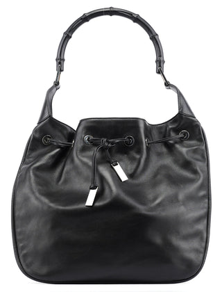 Gucci Black Calfskin Bamboo Shoulder Bag