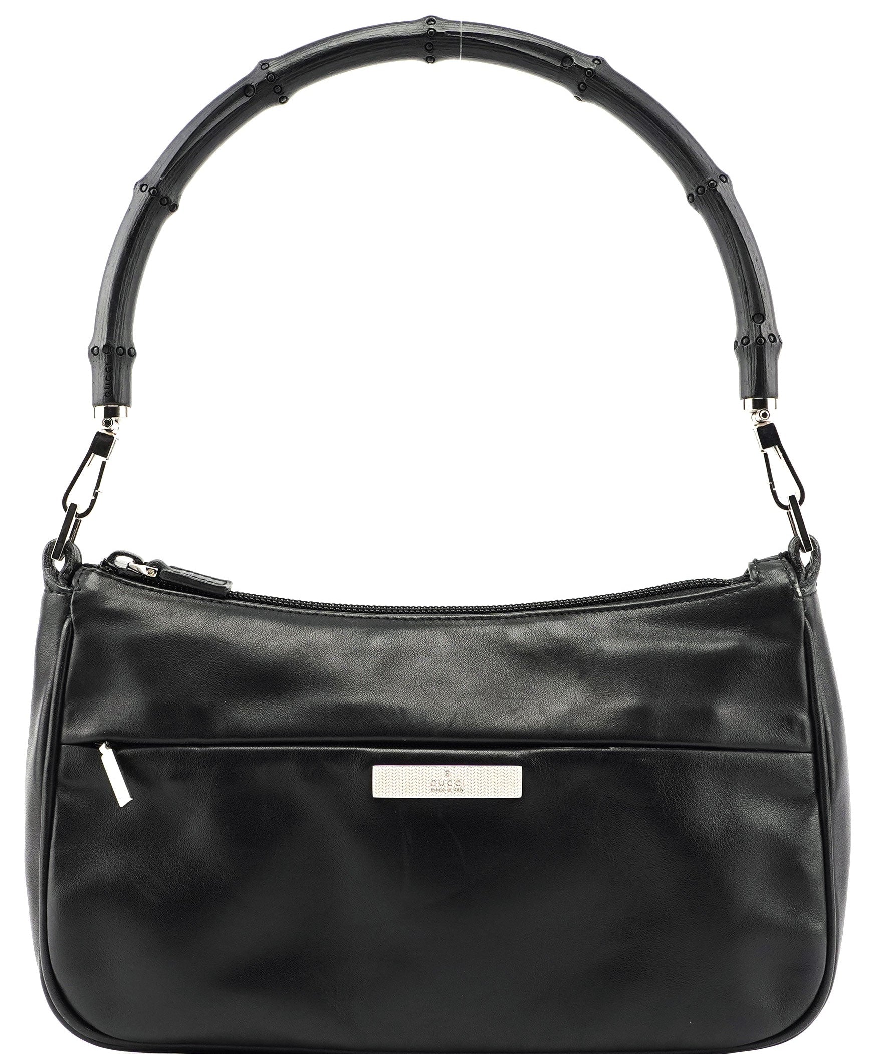 Gucci Black Calfskin Bamboo Shoulder Bag