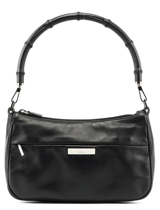 Gucci Black Calfskin Bamboo Shoulder Bag