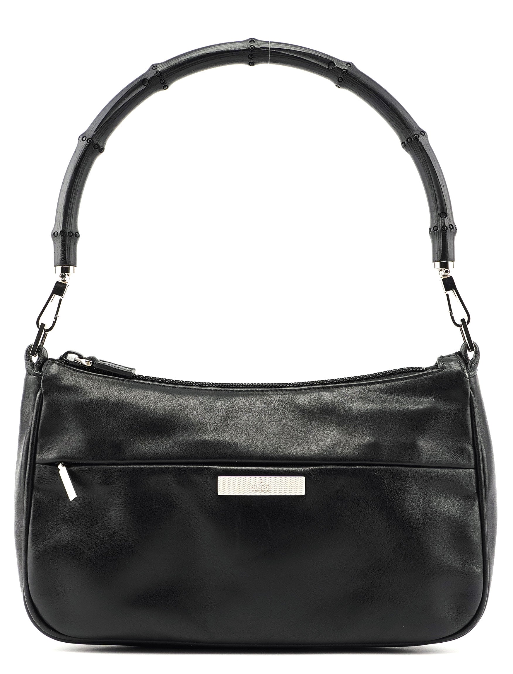 Gucci Black Calfskin Bamboo Shoulder Bag