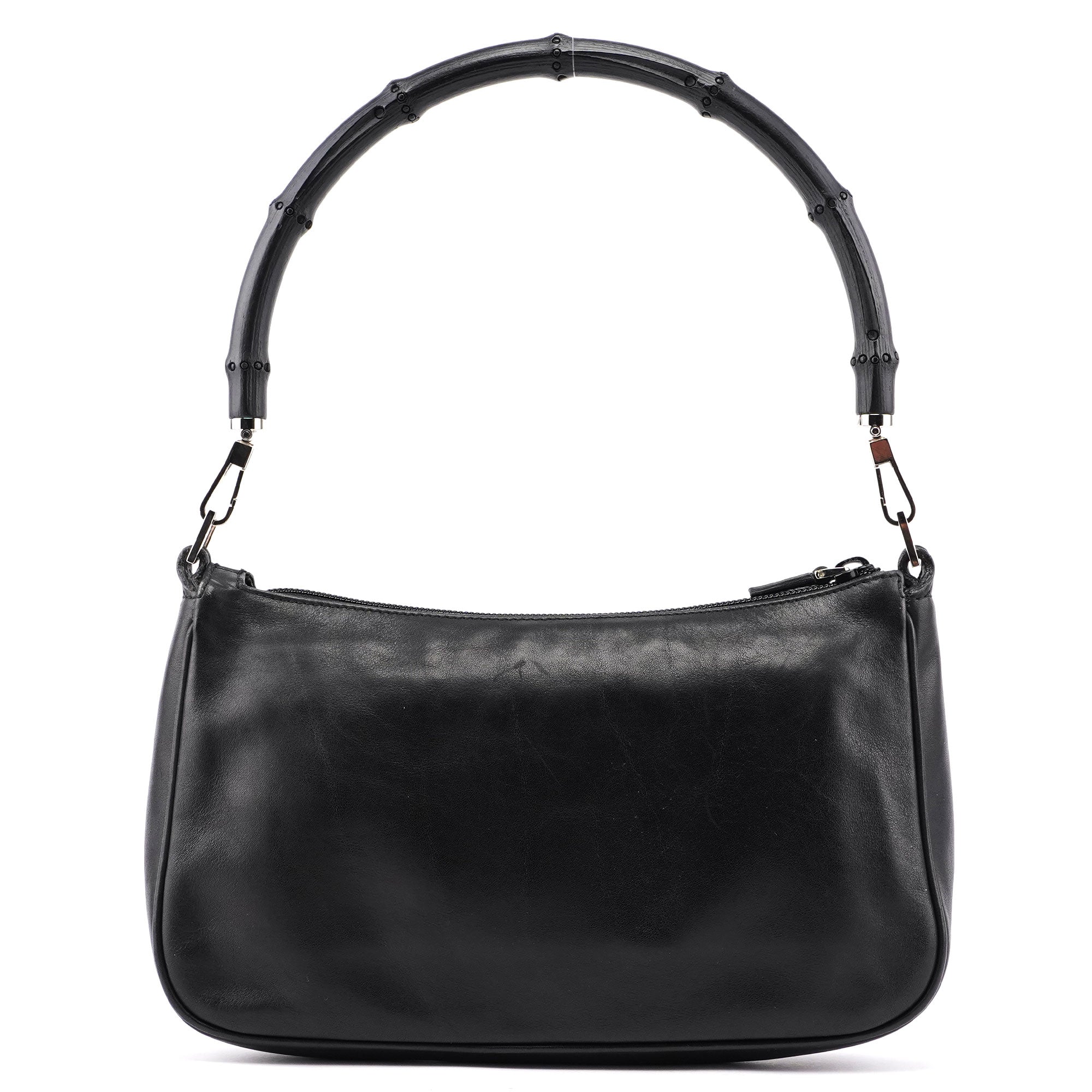 Gucci Black Calfskin Bamboo Shoulder Bag