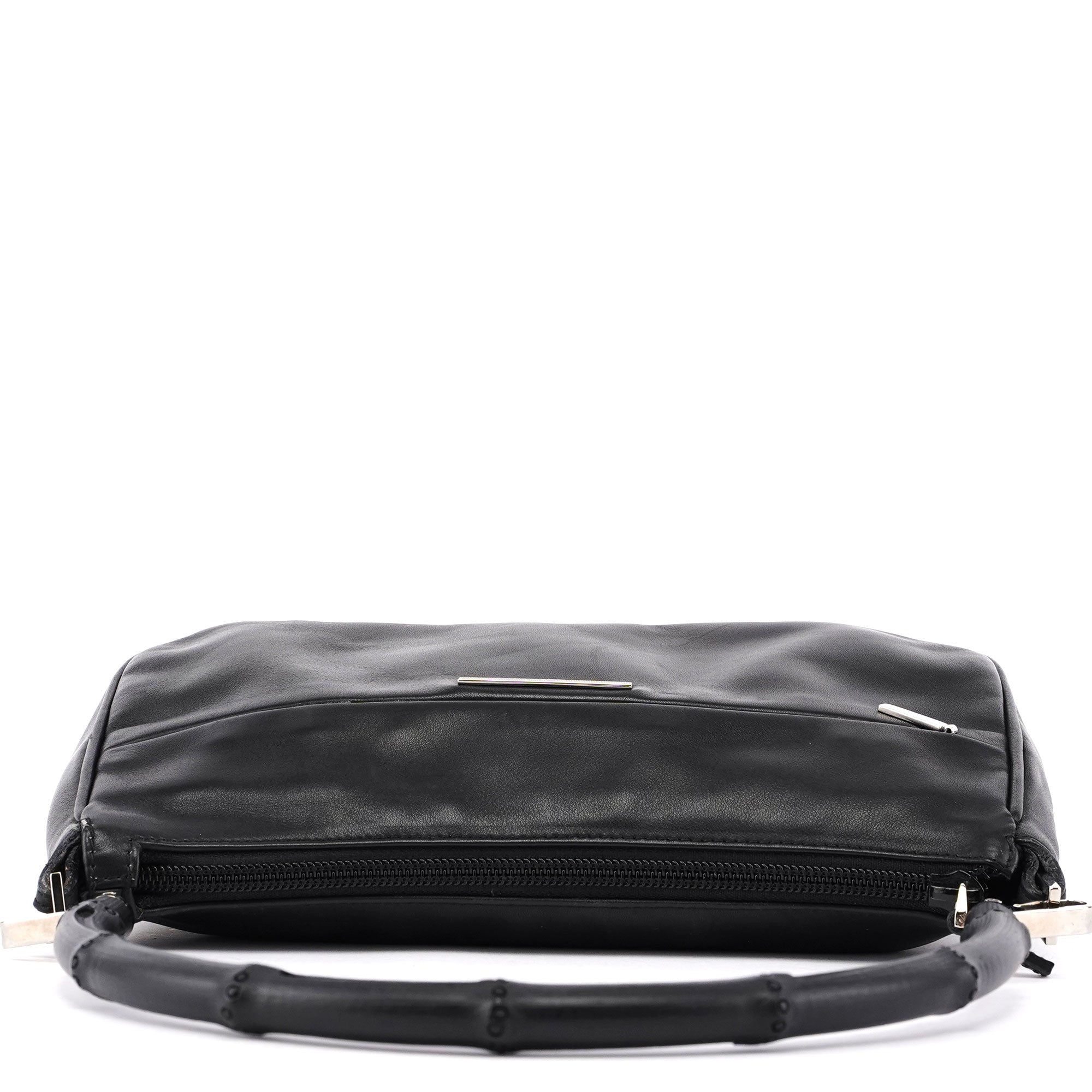 Gucci Sac porté épaule Bamboo en cuir de veau noir