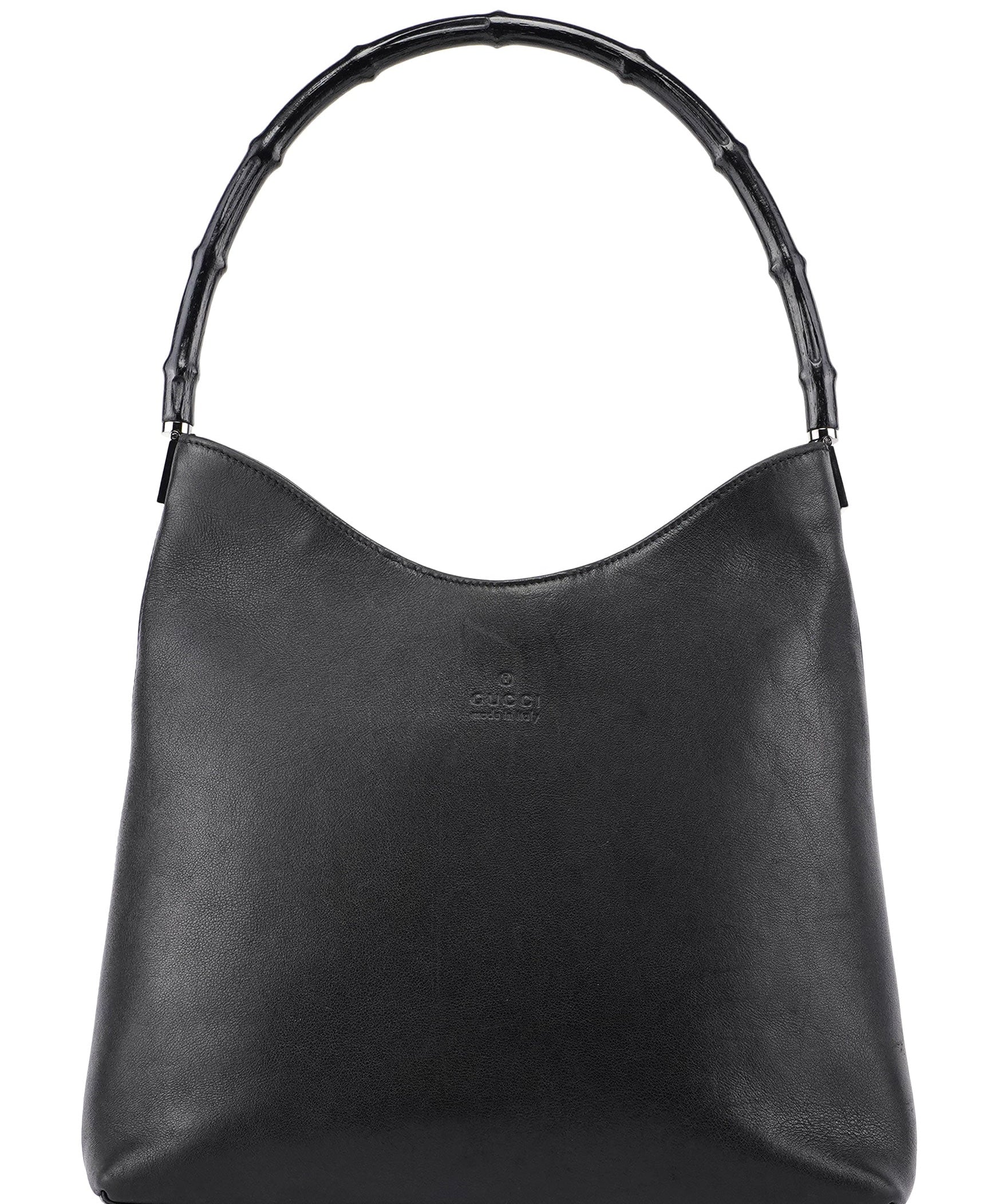 Gucci Black Calfskin Bamboo Shoulder Bag