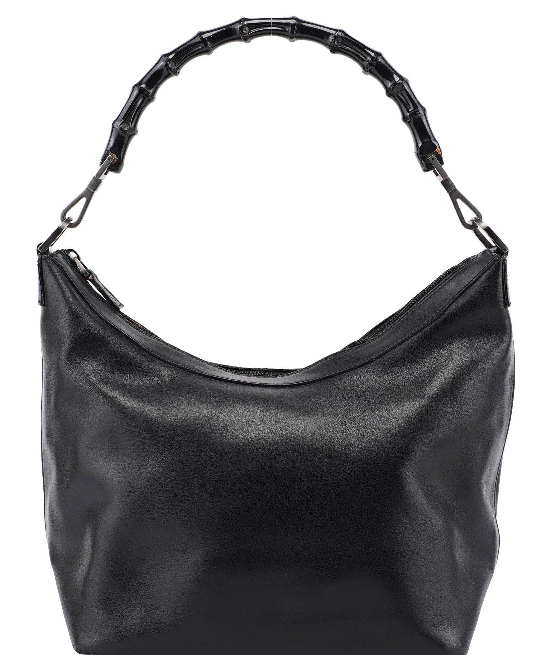 Gucci Black Calfskin Bamboo Shoulder Bag