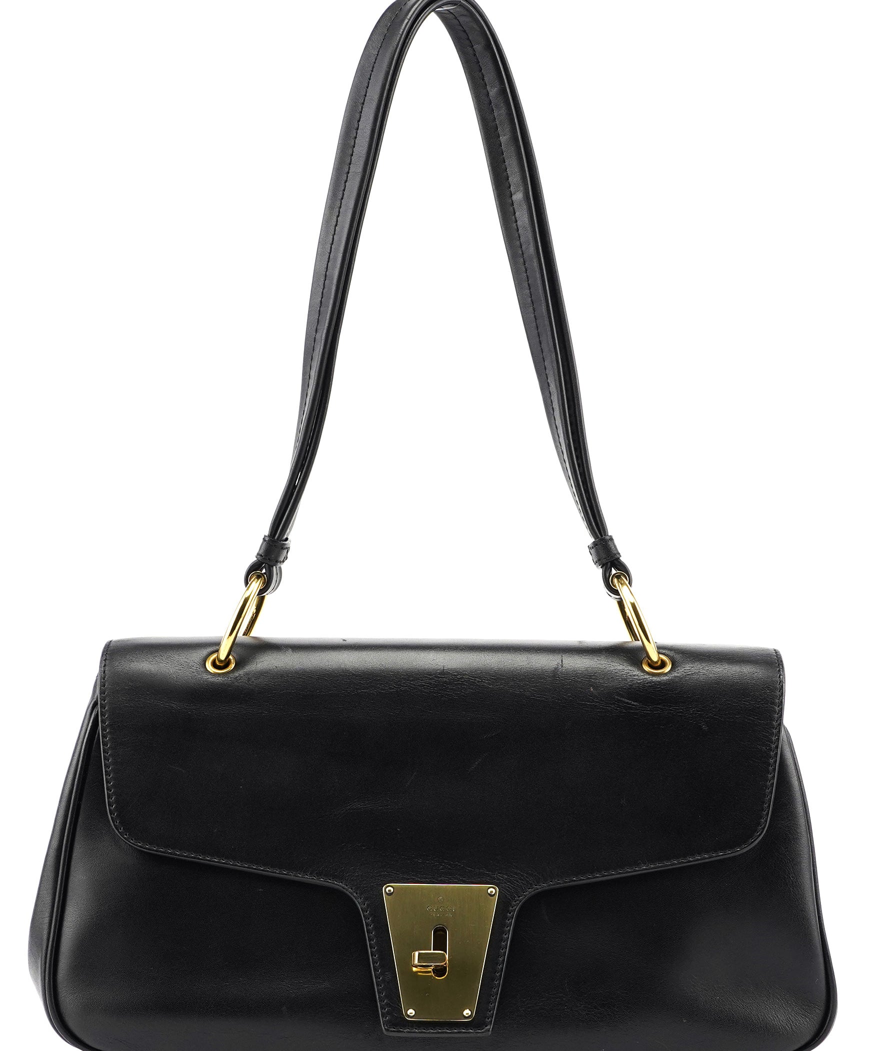 Gucci Black Calfskin Buckle Closure Bag