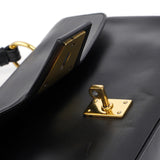 Gucci Black Calfskin Buckle Closure Bag