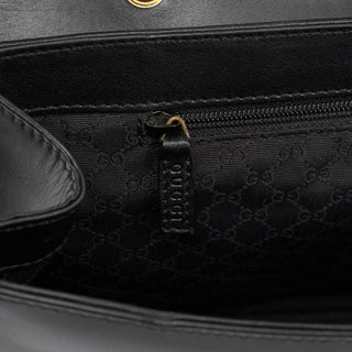 Gucci Black Calfskin Buckle Closure Bag