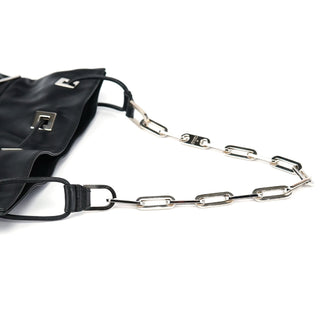 Gucci Black Calfskin Drawstring Chain Shoulder Bag