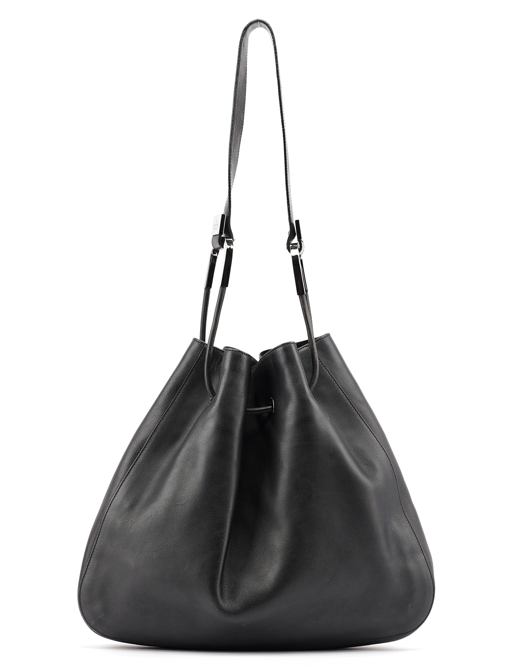 Gucci Black Calfskin Drawstring Shoulder Bag