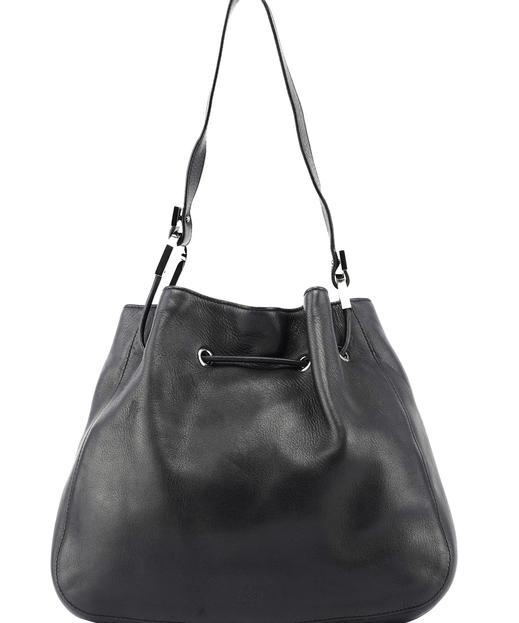 Gucci Black Calfskin Drawstring Shoulder Bag