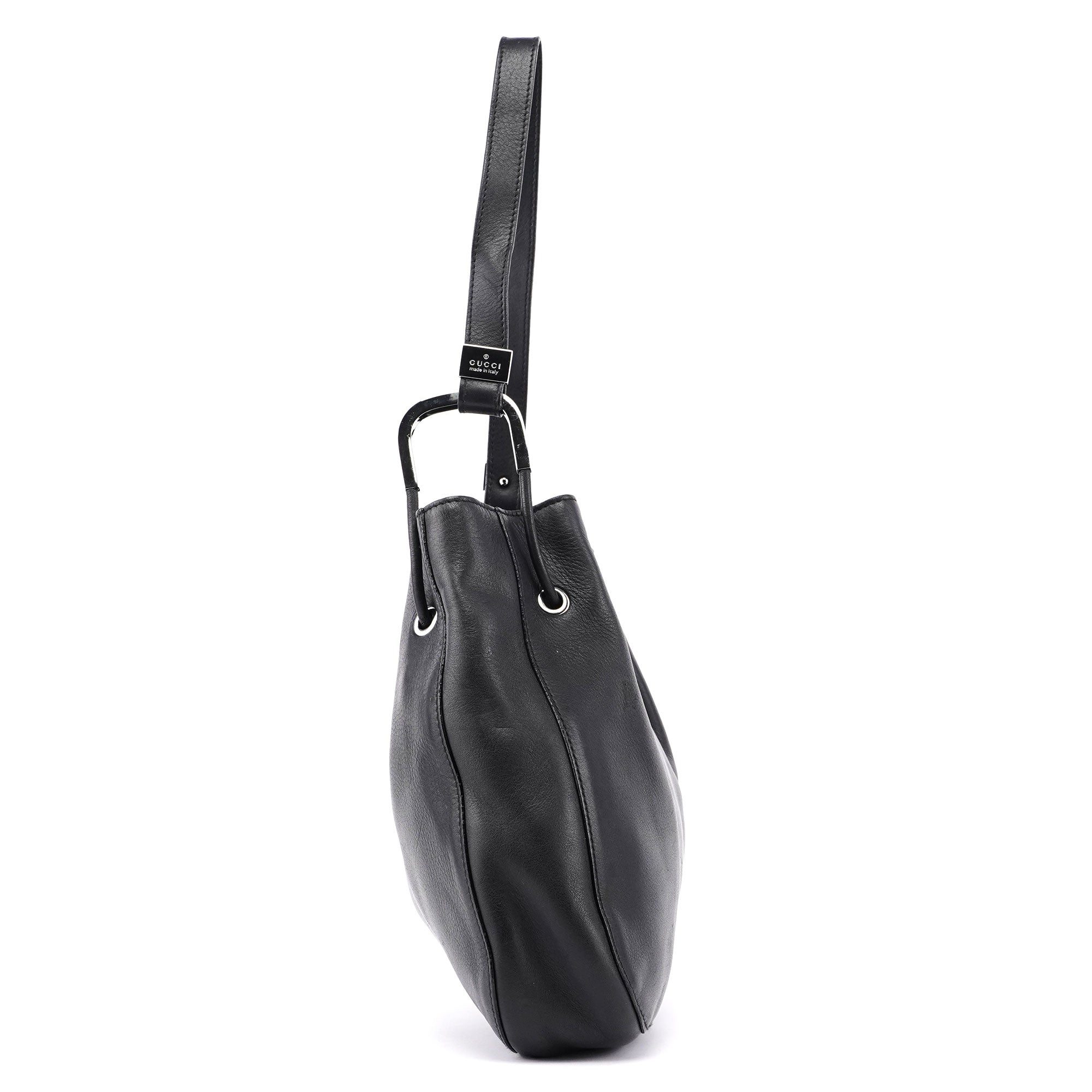 Gucci Black Calfskin Drawstring Shoulder Bag