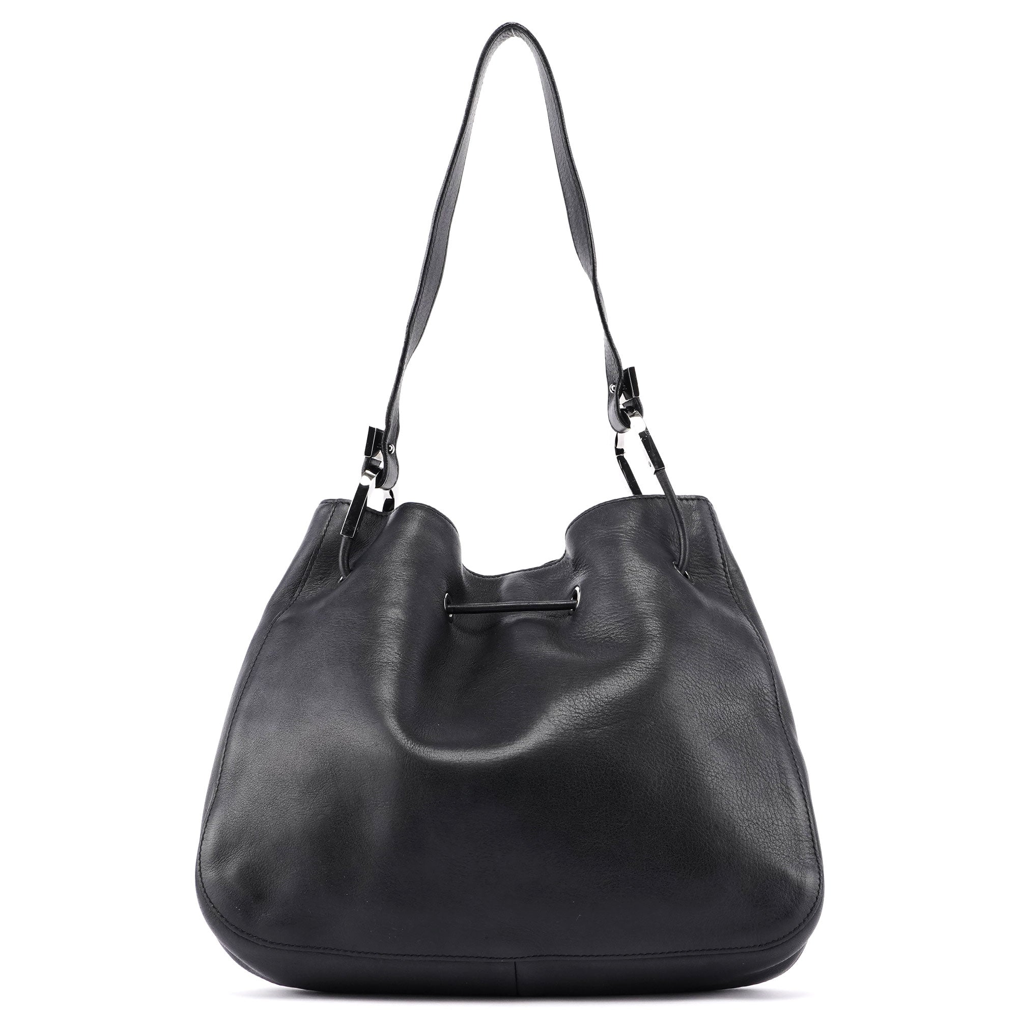 Gucci Black Calfskin Drawstring Shoulder Bag