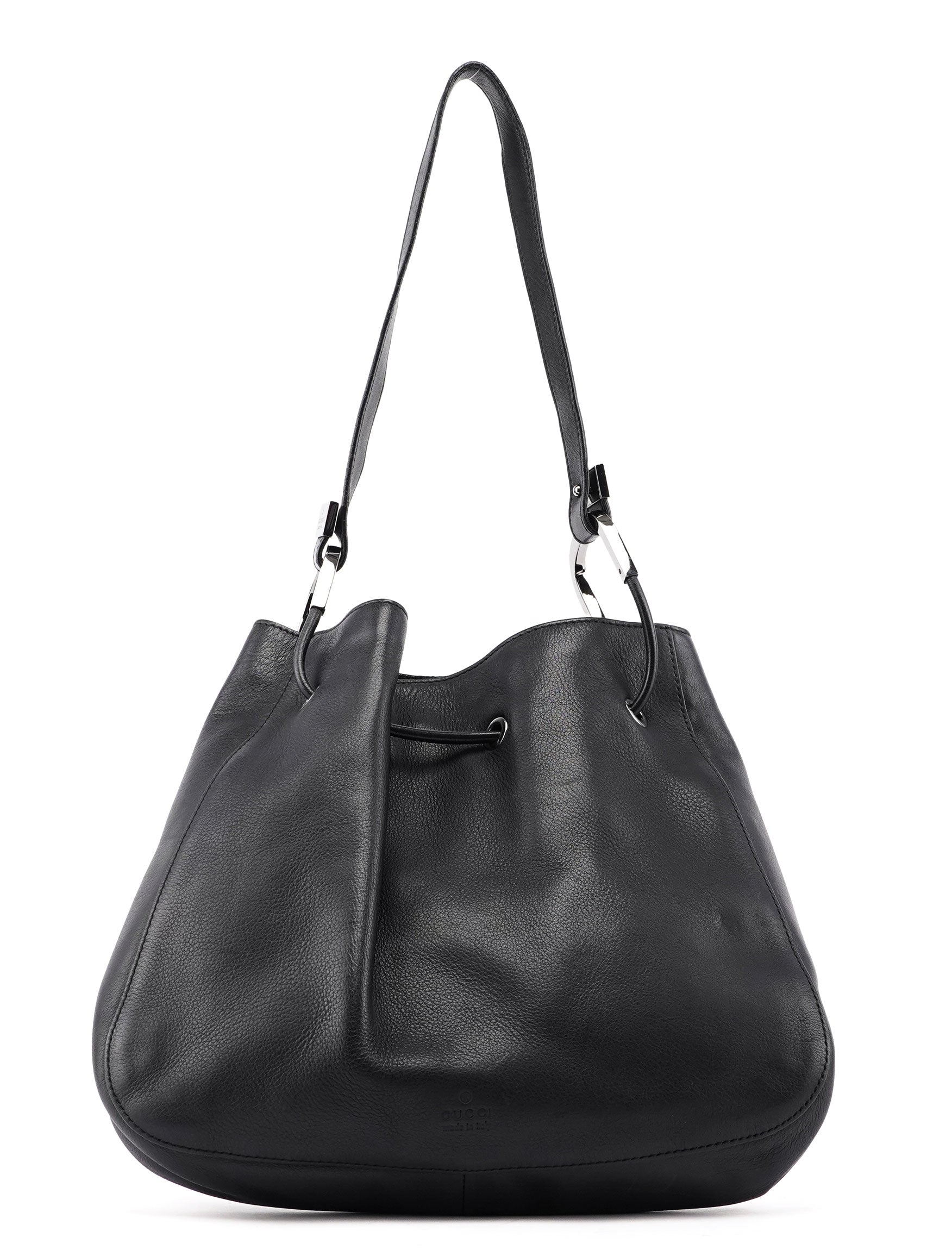 Gucci Black Calfskin Drawstring Shoulder Bag