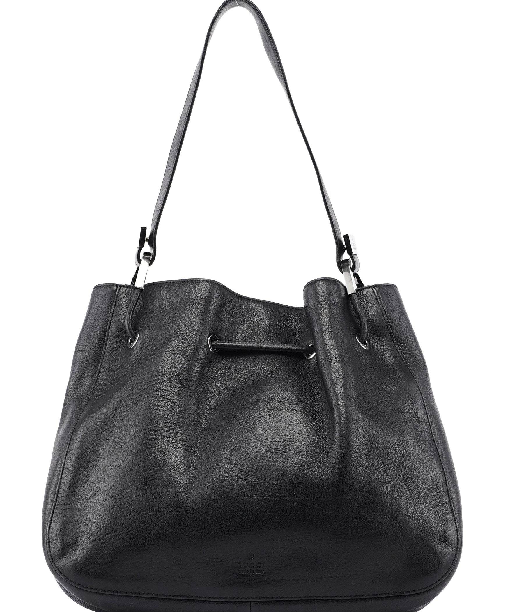 Gucci Black Calfskin Drawstring Shoulder Bag