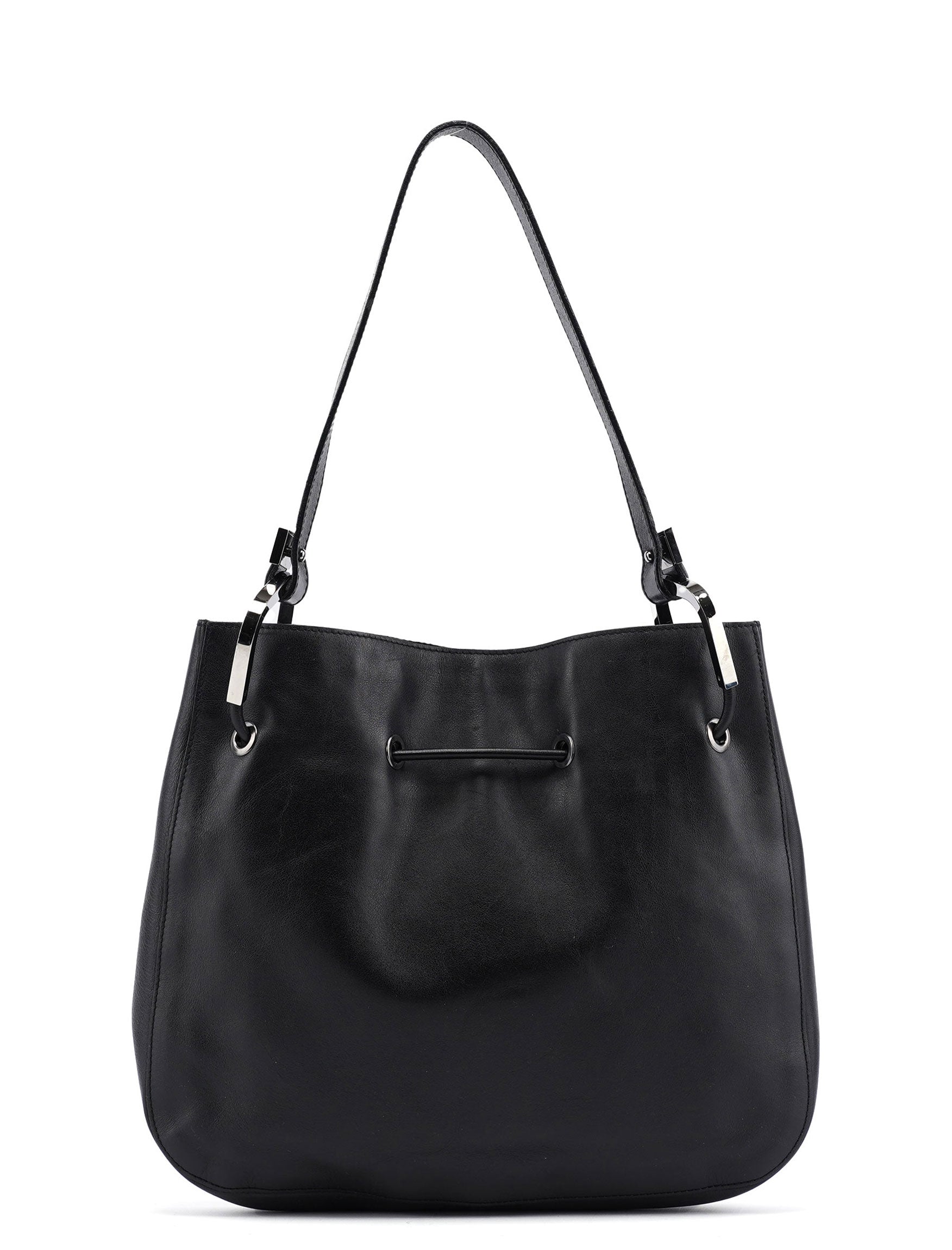 Gucci Black Calfskin Drawstring Shoulder Bag