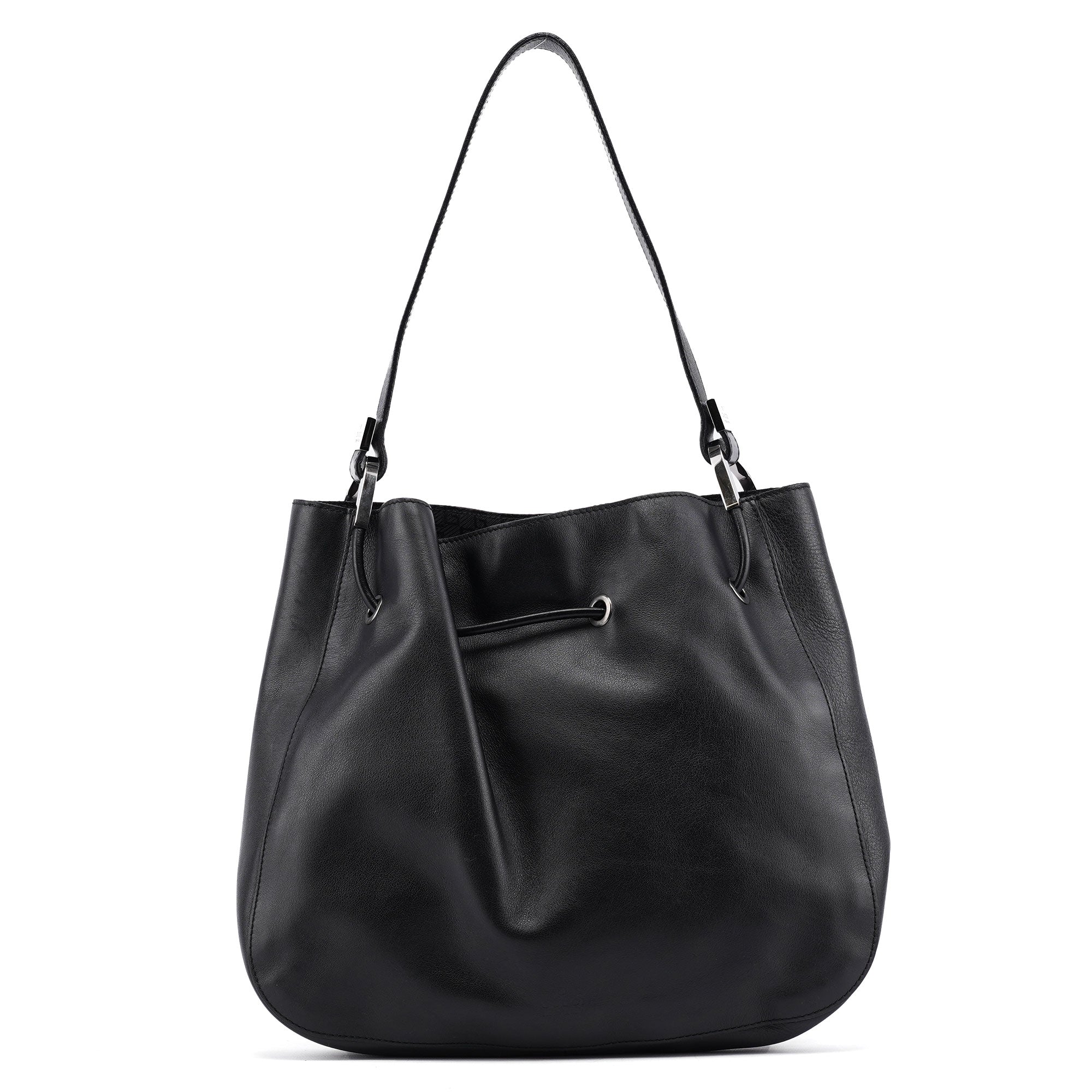 Gucci Black Calfskin Drawstring Shoulder Bag