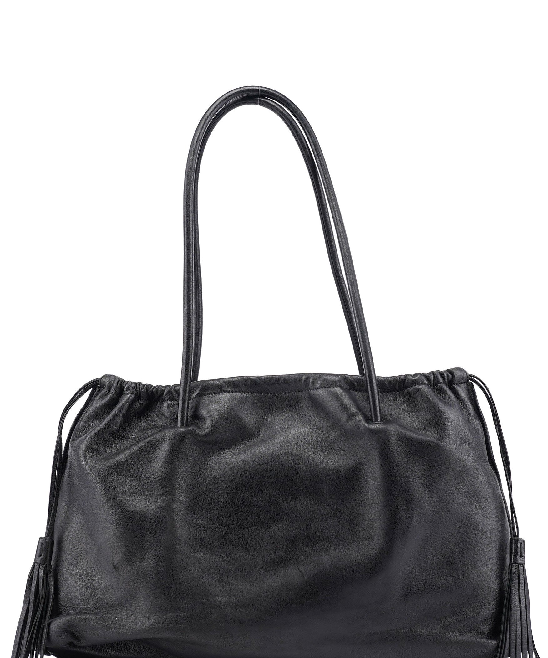 Gucci Black Calfskin Drawstring Tote Bag