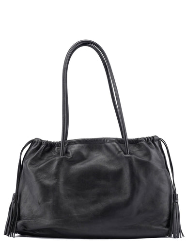 Gucci Black Calfskin Drawstring Tote Bag