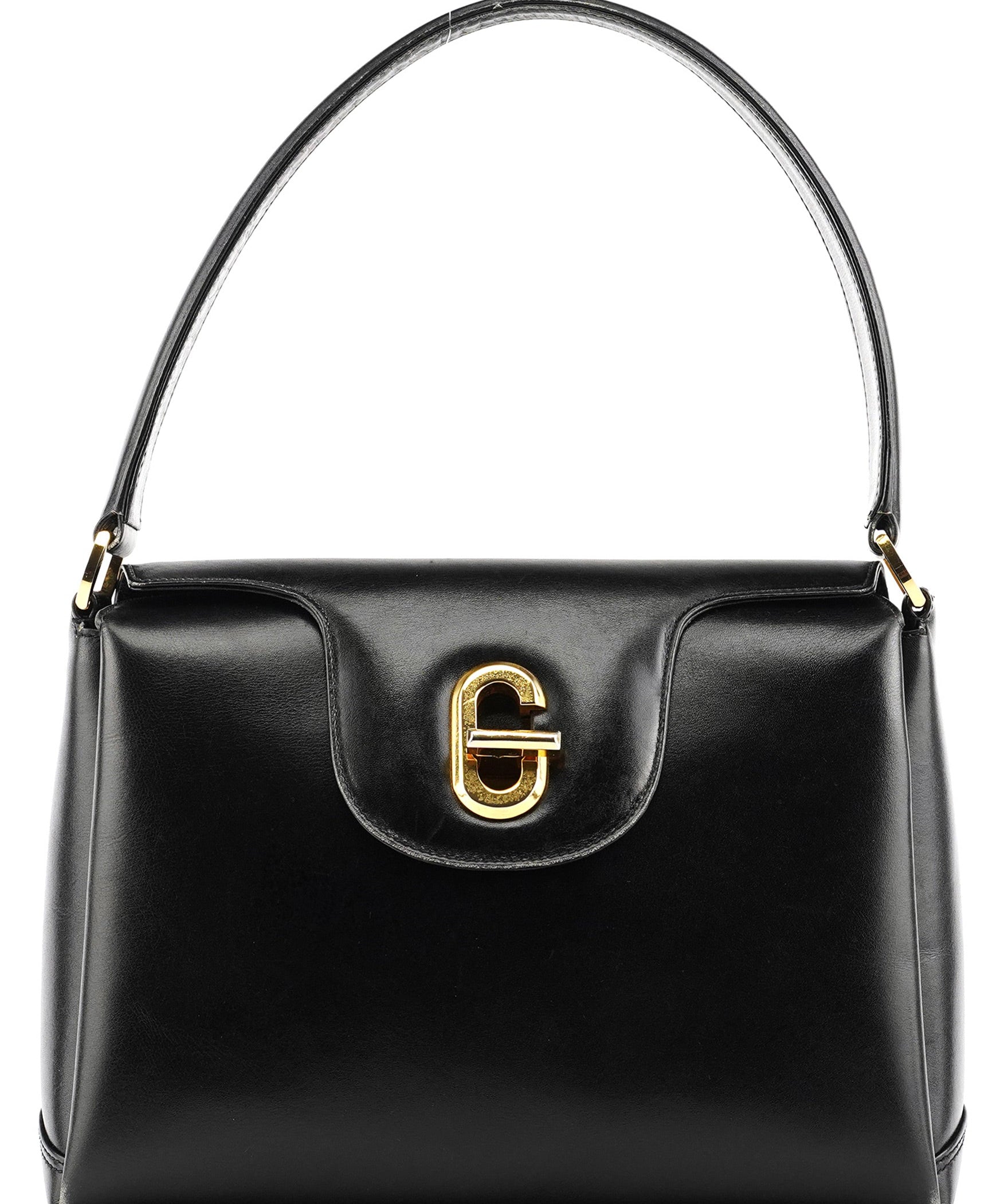 Gucci G Schultertasche aus schwarzem Kalbsleder