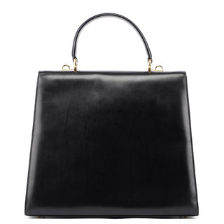 Gucci Black Calfskin Lady Lock Top Handle Bag