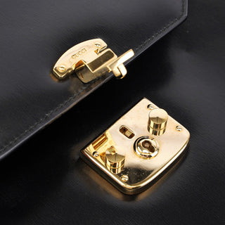 Gucci Black Calfskin Lady Lock Top Handle Bag