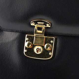 Gucci Black Calfskin Lady Lock Top Handle Bag