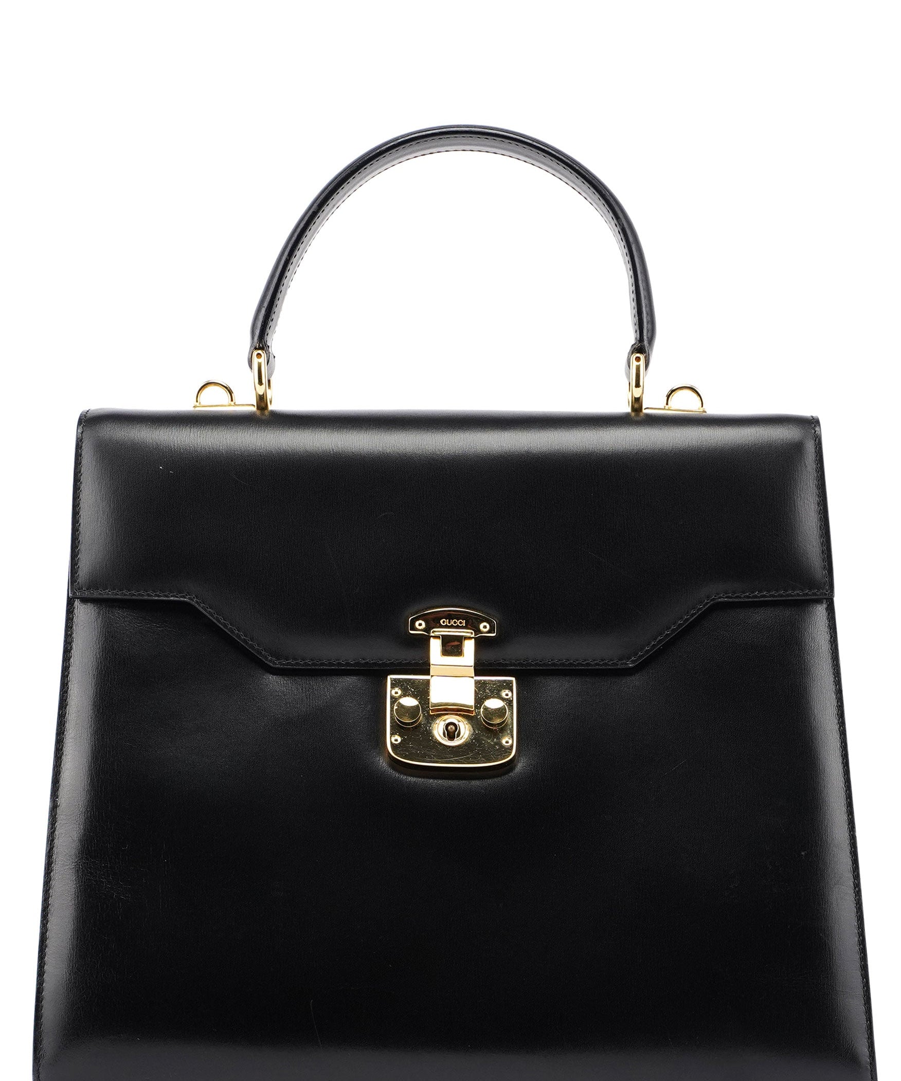 Gucci Black Calfskin Lady Lock Top Handle Bag