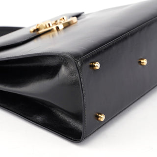 Gucci Black Calfskin Ladylock Top Handle Bag